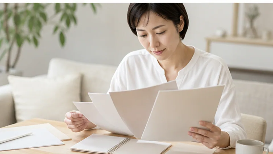 結婚相談所の資料を自宅で落ち着いて確かめる人物