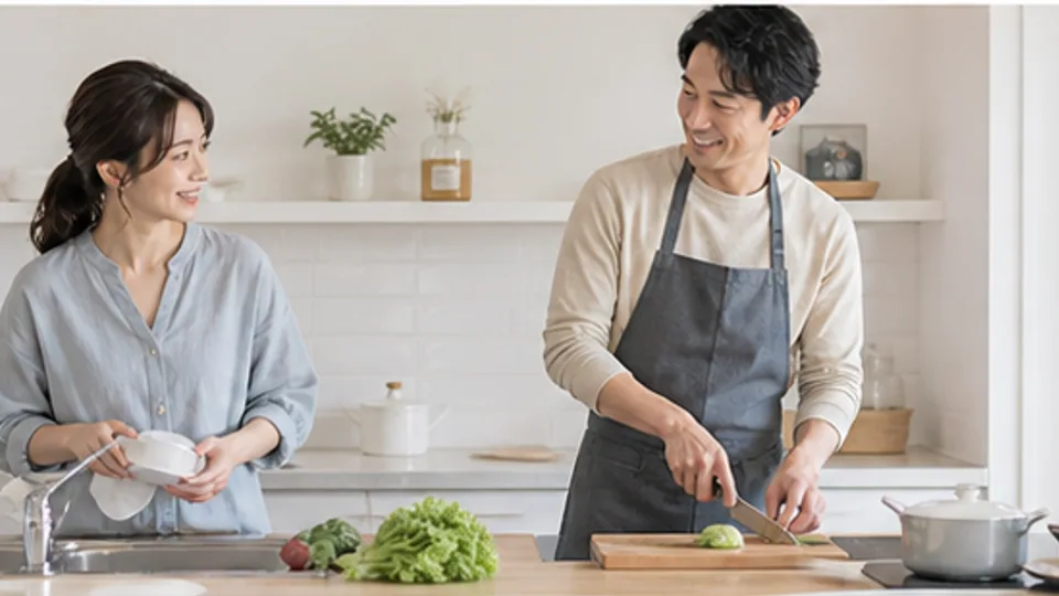 家事を分担しながら価値観の違いを確かめる二人