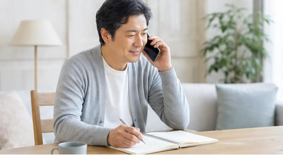 資料を見ながら対等に話す利用者と担当者