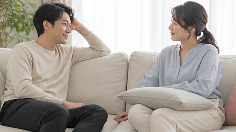対話を休みながら互いの考えを聞く二人